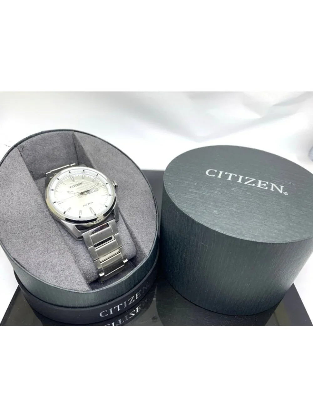 Citizen Men's Watch AW0080-57A Eco Drive Silver Dial Day Date Stainless Steel